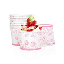 10pcs/20pcs/50pcs White And Pink Floral Treat Snack Cups Pink Flowers Ice Cream CupsChinoiserie Dessert Bowls For Sundae Frozen Yogurt Soup Birthday Tea Party Babe Shower Party Supplies - Multicolor - View 1
