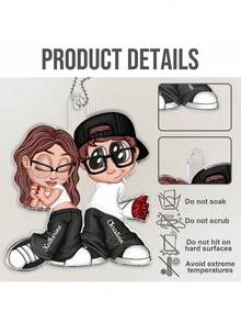 Catygift Acessórios automotivos personalizados Y2K, pingente de carro personalizado em estilo cartoon para casais, presente de aniversário exclusivo, presente para namorado/namorada, presente de casamento, nome e design personalizáveis. - Como mostrado - Ver 12