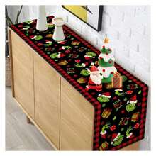 Christmas Table Runner Merry ChristmasPlaid Check Winter Holiday Party Decoration Fireplace Kitchen Dining Home Decor Black And Red, 13" X 90" - Nhiều màu 854 - Xem 3