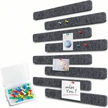 8pcs Cork Board Strips-Felt Nail Board Strips, Suitable For Office And Home Wall Decoration, Notice Board Self-Adhesive, With Thumbtacks, Can Stick Notes, Photos, Schedules