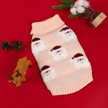 1件跨境流行圣诞新款秋冬狗/猫衣服，保暖宠物针织毛衣 - 粉色 - 查看 16