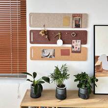 1 块壁挂式公告板，浪漫留言板，带自粘软木条和毛毡，可用于发布公告和笔记 - 长黑板公告栏