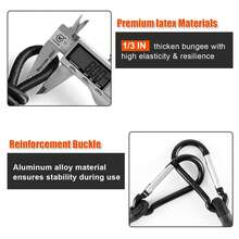 带登山扣的弹力蹦极绳，高品质黑色橡胶蹦极绳，带登山扣夹钩，适用于户外帐篷、行李架、露营、货物、自行车、运输、储存 - 彩色 - 查看 8