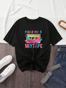 Ropa de mujer de verano y primavera, camisetas casuales de manga corta, camisetas estampadas de cuello redondo - Verde - Ver 12