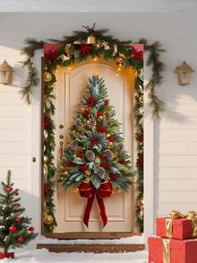 1pc Christmas Multi-Functional Christmas Pine Tree Holiday Wreath - Brightly Colored Pine Tree Wreath Suitable For Christmas, Halloween And Other Holidays - Easy To Hang, Power Off, Perfect For Parties And Celebrations, Especially Christmas, Thanksgiving And New Year