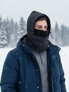 1pc Men's Balaclava Thermal Lined Ski Mask, Neck Warmer Hood For Cold Weather, Autumn/Winter