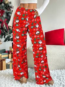 SANRIO 1件装女士圣诞主题保暖内衬裤，可爱舒适，适合秋冬季穿着 - 橘色 - 查看 5