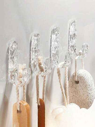 Transparent Acrylic Hook Heavy-Duty Waterproof Sticky Hook Suitable For Hanging Towels Clothes Small Items No Drill Wall Adhesive Hook Acrylic Diamond Wall Hook For Bathroom Kitchen Living Room Men And Women Home Decor Bathroom Decor Kitchen Accessories Bathroom Accessories