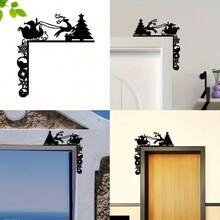 Christmas Reindeer Sleigh Metal Door Frame Decor - Freestanding Holiday Accent For Fireplace, Desk & Bookshelf - Perfect For Parties & Gatherings