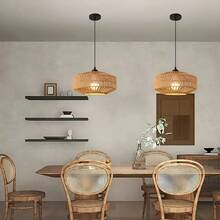 1 件波西米亚风格吊灯，E27 插座，手工编织布艺灯罩，厨房岛乡村风格悬挂装饰，天花板吊灯，农舍照明，不含灯泡 - 黑色 - 查看 6