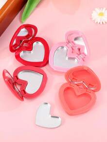 1pc Heart-Shaped Lipstick Case With Mirror, Refillable Makeup Palette For Lipstick, Eyeshadow, Suitable As Valentine's Day Gift For Teenagers, Girls Or Ladies