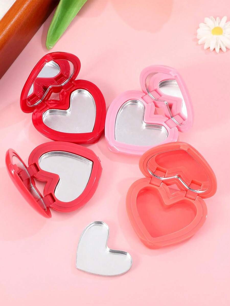 1pc Heart-Shaped Lipstick Case With Mirror, Refillable Makeup Palette For Lipstick, Eyeshadow, Suitable As Valentine's Day Gift For Teenagers, Girls Or Ladies