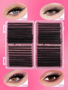 SGIAWETA-640/621pcs Eyelash Extension Kit, D Curl 10D+20D+30D+40D/50D+60D+80D+100D/80D+100D+120D+150D Eyelash Extension Faux Mink Lashes - Premium D Curl Natural Curly Individual Eyelash Set Eyelash Extension - Reusable, Lightweight And Easy To Use, Lash Clusters, Single Lashes, False Lashes-Birthdaygift - D - 查看 10