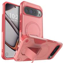 Pink For Pixel 9/Pixel 9 Pro/9 Pro XL/Pixel 10/Pixel 10 Pro/10 Pro XL Shockproof Heavy Duty Magnetic Holder Case Hybrid Slim Dual Layer Stand Protective Kickstand Phone Cover With Universal Adjustable Phone Strap/Lanyard/Chain & Back Sticker - 粉色 - 查看 13