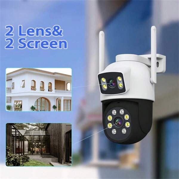 5G Wifi Security Camera, Home Security Camera, Indoor And Outdoor 2.4/5G WiFi Security Camera, PTZ Surveillance Camera, Dual Lens/Dual Screen Surveillance Screen, Full Color Night Vision, 355 Degree Pan/Tilt, Motion Detection, Two-Way Voice, USB Powered, Wireless IP Camera
