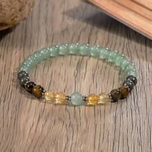 1pc Natural Citrine Tigers Eye Crystal Bracelet For Women Summer Beaded Bangles Money Gifts For Boyfriend Dad 50th Birthday