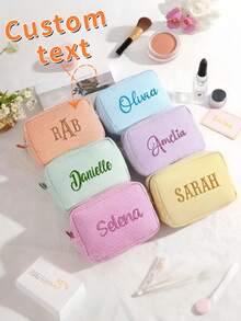 Customized Embroidered Striped Cosmetic Bag, Companion Gift, Christmas Gift, Bridal Party Gift, Makeup Organizer, Personalized Companion Cosmetic Bag, Embroidered With Name, Handmade Quilted Cosmetic Bag, Personalized Floral Cosmetic Bag, Travel Makeup Bag, Personalized Bubble Pen Pouch, Embroidered With Name, Student Supplies Bag, Back To School Gift, Children's Stationery Bag, Teacher Gift, Holiday Gift, Halloween Christmas Gift