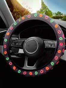 1pc Christmas Car Steering Wheel Cover, Lip Steering Wheel Cover With Santa Claus And Christmas Tree Patterns, Soft And Stretchable Protective Cover, Suitable For Most Car Models Such As Sedans And SUVs - All Season Universal Steering Wheel Cover, Car Steering Wheel Cover - Multicolor - View 5