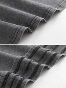 Retro Washed T-Shirt Prank Printed (230 Pure Cotton T-Shirt) 230g Thick Unisex Washed Vintage Oversized T-Shirt Street Hip Hop Punk Harajuku Casual Cotton Shorts DG004 Basic - 灰色 - 查看 4