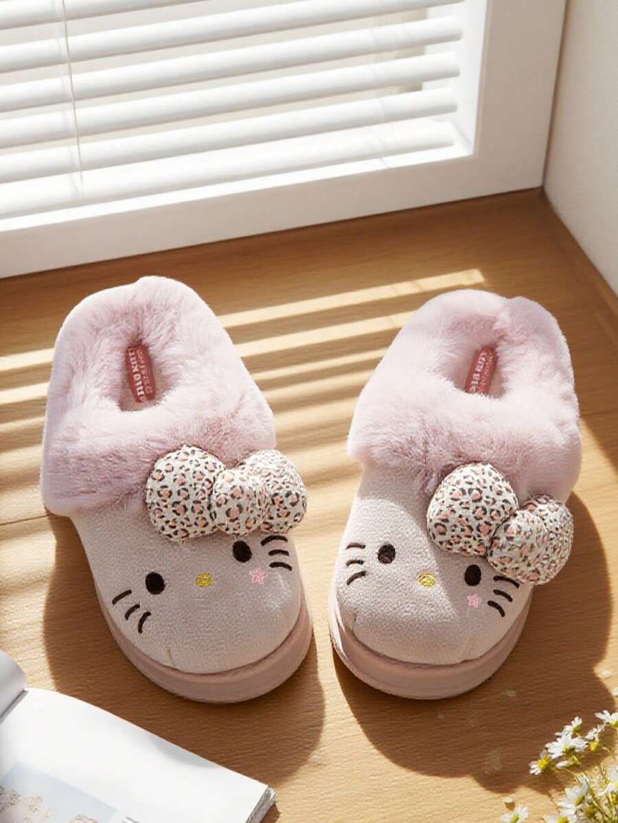 SANRIO 卡通毛绒拖鞋，适合青少年和女孩 - 舒适温暖，卡通鞋，毛茸茸的拖鞋，毛茸茸的拖鞋，鞋底带有可爱的  人物  设计 - 非常适合冬季室内休闲