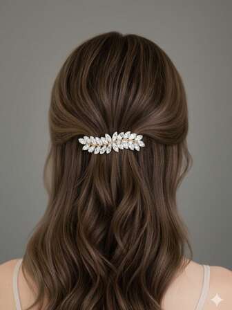 1pc Elegant Zirconia Spring Clip Hair Accessory - Stylish Everyday Hairpiece For Women, Claw Clips
