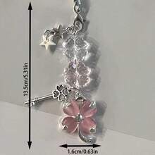 Porte-clés avec charm cristal trèfle à 4 feuilles, accessoire mignon Kawaii pour sac et téléphone, cadeau parfait pour la petite amie, la fille et les fêtes, portez votre chance partout