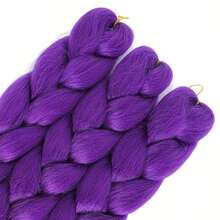 1顶紫色编织假发，合成预拉伸紫色编织假发，适合编发、角色扮演、服装、节日、圣诞节、新年、动漫角色扮演、派对装扮，由于梳理工艺，一些划痕和裂纹属于正常现象，无法避免。 - 彩色 - 查看 5