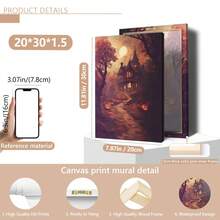 1pc Scary Halloween Canvas Art - Pumpkin And Poster, Gothic Vintage Wall Decor, Retro Yard And Church Tombstone Design, Unframed, Suitable For Home Decor, Room Decor, Bedroom Decor, Living Room Decoration, Bathroom Decor - Halloween Autumn Wall Decor, Optional Wall Art With Frame