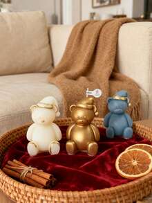 1-Piece Set Of Silicone Candle Molds For Christmas Teddy Bears! DIY Cartoon Teddy Bear Aromatherapy Candle/Scented Stone Souvenir, Easy To Demold And Reusable, A Cute And Fun Christmas Homemade Gift Artifact! - White - View 6