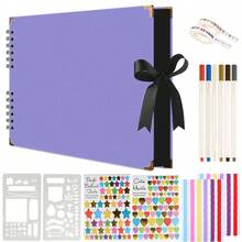 1 套相册，高级剪贴簿，20 张 40 页黑卡相册，丝带密封，DIY 手工旅行记录簿，适用于周年纪念毕业婚礼、圣诞节、万圣节、学校礼物返校、返校、学校用品