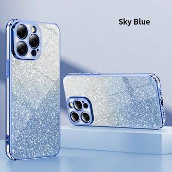 1 pieza Funda de teléfono con gradiente de lentejuelas y brillo compatible con Phone 17, Galaxy A04E-A25, S10-S25 Ultra, Note 20, Redmi Note 7-13, Redmi 9-14C, OPPO, MOTO, Honor, HW, Realme, Reno 7, protección anti-golpes