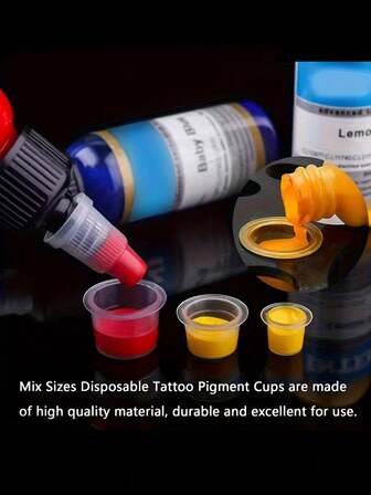 1000 件装 JellyfishPro 纹身墨水瓶盖（带底座）、一次性纹身墨水杯、纹身用品纹身