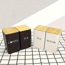 1件裝茶葉、咖啡與糖罐套組，附竹製蓋，金屬材質－氣密儲存罐，適用於茶葉、咖啡、水果茶、糖果、香料等 | 5.91" X 3.35" X 3.35" 廚房收納 - 彩色 - 查看 7