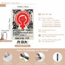 1 pieza Póster de lienzo, reimpresión del póster de un mitin político, póster del Día de la Mujer de marzo de 1975, arte de pared para sala de estar, decoración de pared para dormitorio, decoración del hogar, acentos de pared, arte de pared, decoración de pared, decoración de otoño, acentos de pared, decoración de habitación, moderno, citas