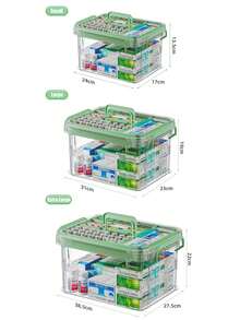 Organizer per medicinali multi-livello ad alta capacità con maniglia e coperchio, armadietto per medicinali domestici trasparente - Set completo di stoccaggio medico di emergenza in plastica per uso domestico - Scatola portatile per conservare le pillole per casa, ufficio o dormitorio