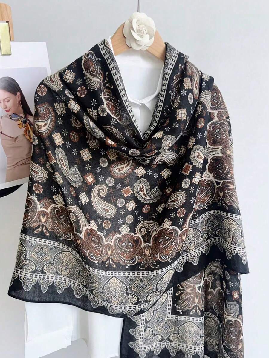 1 chiếc khăn quàng cổ thời trang cổ điển đa năng dành cho nữ, thích hợp để đeo hàng ngày - Nhiều màu - Xem 1