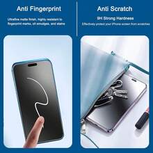 ZYONS 2pcs Matte Privacy Screen Protector, Tempered Glass Screen Protector, Phone Case Friendly, Full Screen Anti-Fingerprint, Waterproof, Anti-Scratch, Anti-Spy, Anti-Glare, Compatible With IPhone 16E 16 Pro Max 16 Pro 16 Plus 16 15 Pro Max 14 Pro Max 13 Mini 12 11 XS MAX XR 8 8Plus 7 Series - 2pcs - View 7