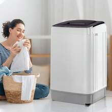 Full-Automatic Portable Washing Machine – 17.8Lbs Top Load Compact Washer, 10 Programs & 8 Water Level Selections, LED Display, Built-In Drain Pump, Black - 查看 4