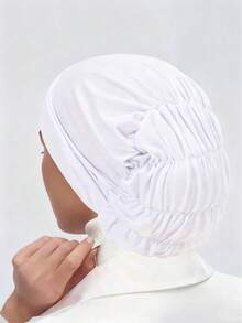 1 pieza Nuevo estilo de gorro elástico de punto de unicolor para mujer, pañuelo musulmán de moda trenzado, adecuado para uso diario, accesorio para cubrir el cabello suelto