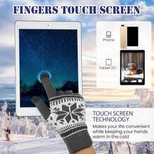 1 paire de gants d'hiver pour femmes avec écran tactile, doux et chauds, doublés, en tricot avec poignet élastique, gants pour utiliser le téléphone