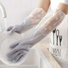 乳胶洗碗手套，防水防滑保护双手，适用于厨房、家庭洗衣房、浴室、卫生间、客厅和卧室，家用手套可重复使用，实用，可用于家庭清洁、家庭清洁、厨房清洁、派对清洁、清洁工具，家庭必备，厨房必备厨房工具