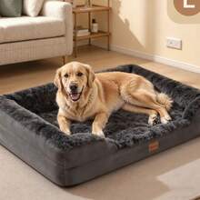 Disponible en 4 tamaños. Cama para perros supersuave y cómoda, hecha de poliéster afelpado. Un cálido sofá de invierno para mascotas, ideal para perros de razas pequeñas y grandes. Cojines cálidos y gruesos que no requieren montaje, aptos para gatos y perros. - Gris Oscuro - Ver 1