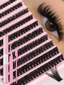 200PCS 80D Eyelash Extension Kit – DIY Individual Lash Clusters (D Curl, 0.31–0.63inch), False Lashes Kit For Natural Look, Fluffy & Full Volume, Lash Bond & Seal, Tweezers & Lash Brush, Perfect For Daily Wear, Party, Wedding, Halloween, Thanksgiving, Christmas & New Year's, Lash Clusters, Eyelash Clusters, Individual Eyelashes, Lashes, Fake Lashes, Beauty & Health, Personal Care, Festive Glam Beauty - D - 查看 12