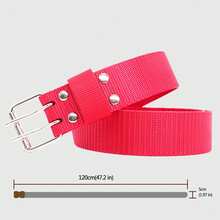 Women's Nylon Web Belt With Silver Buckle - Red - Red - View 3