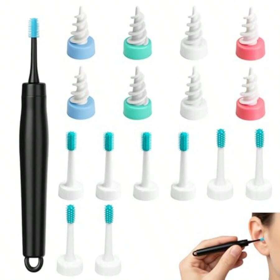 Spiral Ear Wax Removal KitSpiral Ear Wax Removal Tool With 3 Different Soft Head Replacement Ear Cleaner Ear Wax Remover With Soft Spiral Tip The Best Choice For Removing Earwax - 黑色 - 查看 1