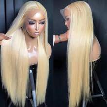 Brazilian Virgin Hair #613 Blonde Color Straight Wig 200% Density 13*4 HD Lace Front Wigs Human Frontal Hair Glueless Wigs Pre-Plucked With Baby Hair Ready To Wear No Glue Needed Pre Bleached Knots & Natural Hairline Soft And Natural Look - S613 - View 13