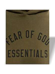 Fear Of God Essentials Olive FW24 男士户外连帽衫 轻盈柔软针织 亲肤透气 宽松版型 可调节抽绳 易清洁 纯色 秋冬日常户外通勤 下班后旅行 橄榄绿 192BT246254F - 橄欖綠 - 查看 4