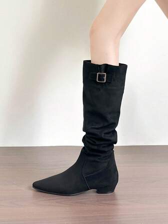 Maillard 黑色女士高筒靴，秋冬高品质及膝马靴