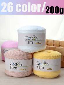 2pcs/Set 100% Cotton Yarn, 200g Total, Vibrant Colors, Lightweight Suitable For Knitting & Crochet Crafts, Ideal Starter Kit, 1pc 100g - Multicolor - View 2