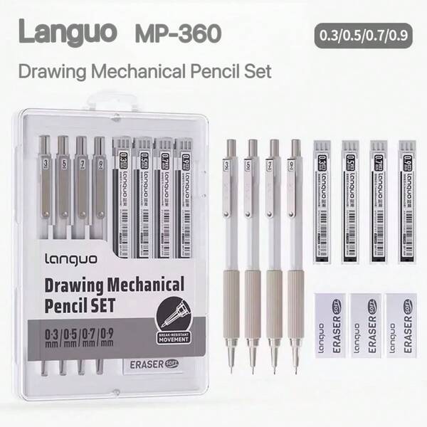 Blue Fruit Automatic Mechanical Pencil Set, 0.3mm Metal Drafting Pencil For 0.5/0.7/0.9 Drawing & Sketching